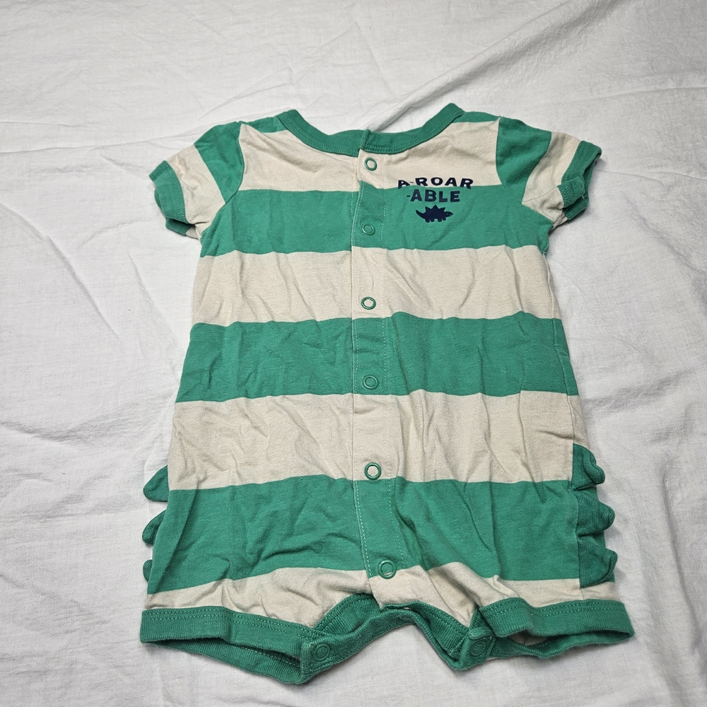 Carter's Green and White Striped Bodysuit